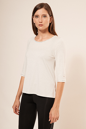 CASSIOPEA white laminated top with three-quarter sleeves
